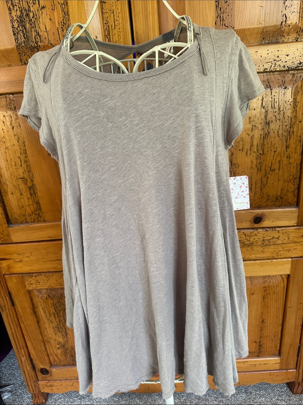 We The Free Taupe Short Sleeve Swing Tunic